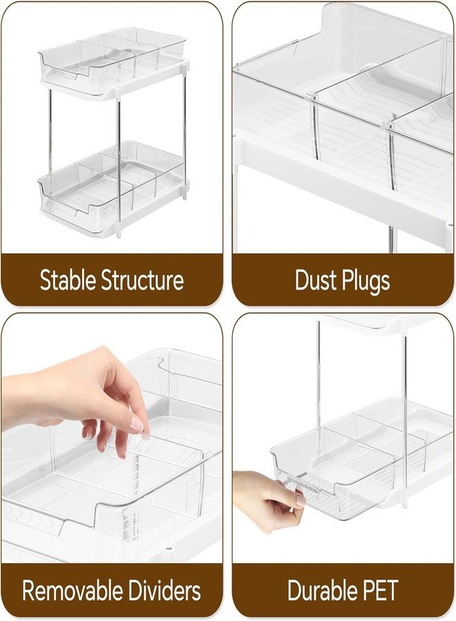 VHG 2 Sets Clear Under Sink Organizers and Storage, Bathroom Cabinet Organizer with Dividers, 2-Tier Stackable Pull Out Cabinet Organizer for Kitchen Pantry, Slide Out Medicine Organization Shelves Bins - Image 3
